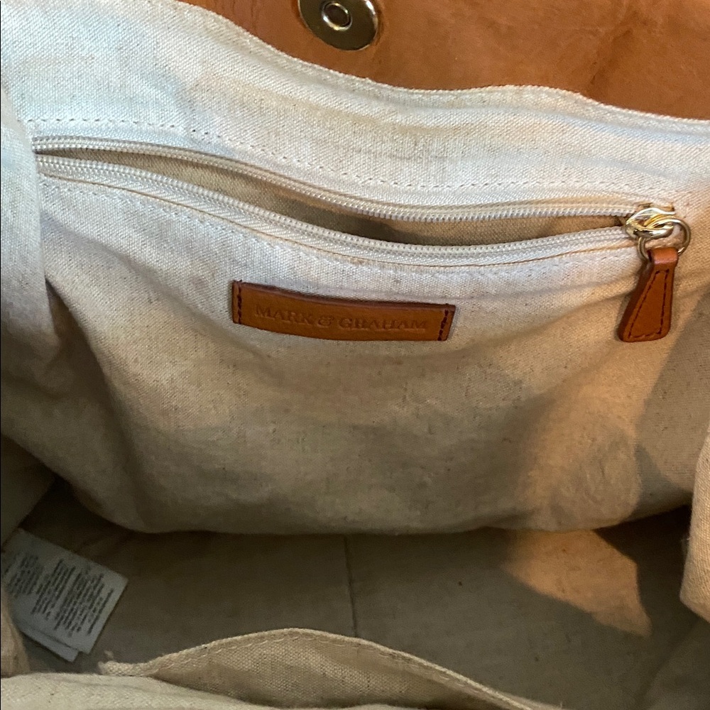 Mark & Graham Brown Leather Tote and Two Bonus Straps - Picture 5 of 6